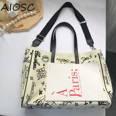 Graffiti Shoulder Bag Large Capacity Canvas Tote Bag
