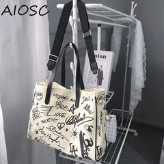 Graffiti Shoulder Bag Large Capacity Canvas Tote Bag