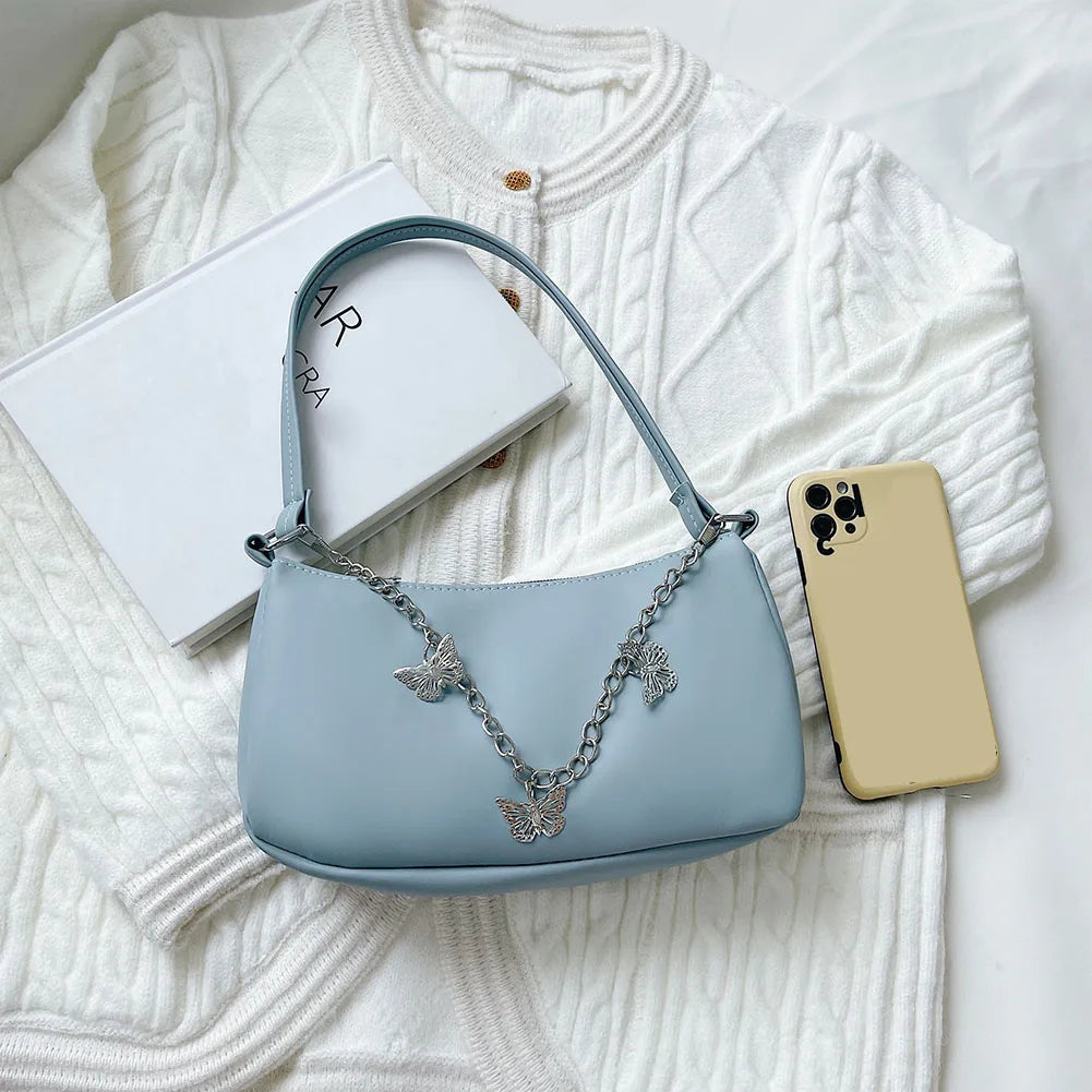Women's Butterfly Chain Shoulder Bag Purses Casual PU Leather Hobo Bags