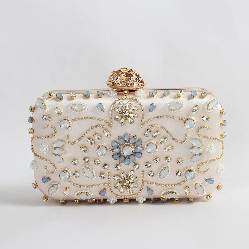 Diamond Beaded Clutch Purse Evening Bag for Women Wedding Party