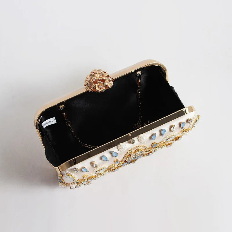 Diamond Beaded Clutch Purse Evening Bag for Women Wedding Party