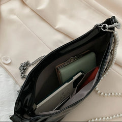 Vintage Crossbody Bag with Chain PU Leather Girl Messenger