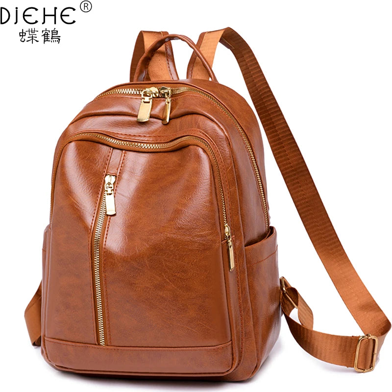 Women's PU Leather Backpack Waterproof School Bag