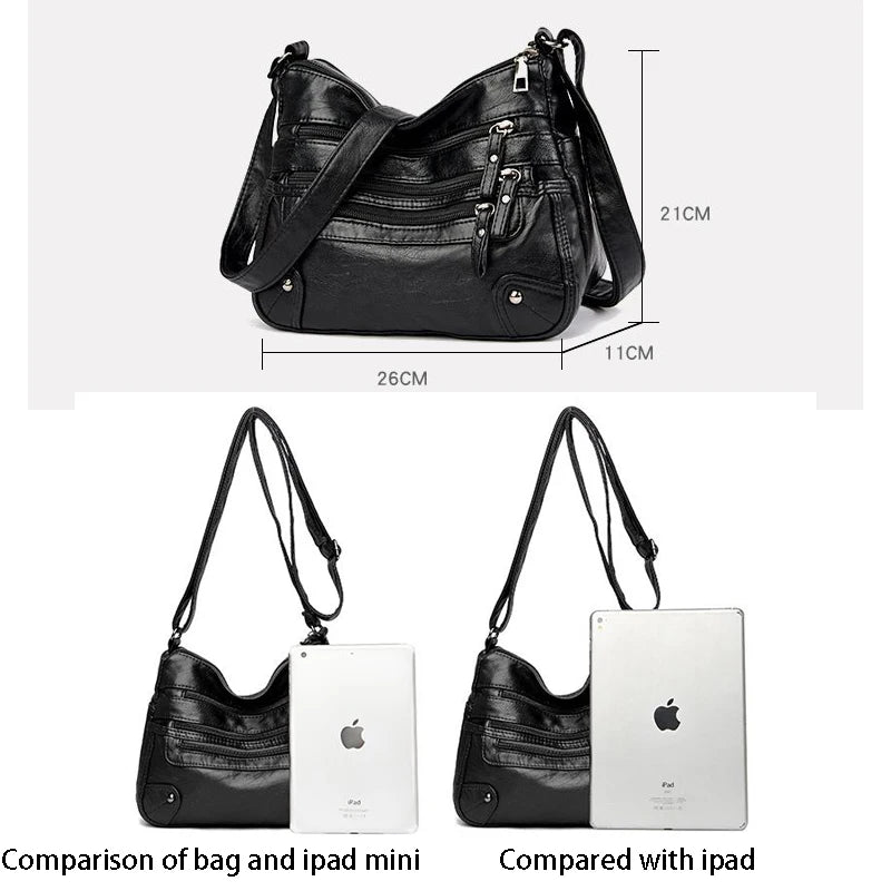 High Soft Leather Shoulder Bags Multi-Layer Classic Crossbody Handbag