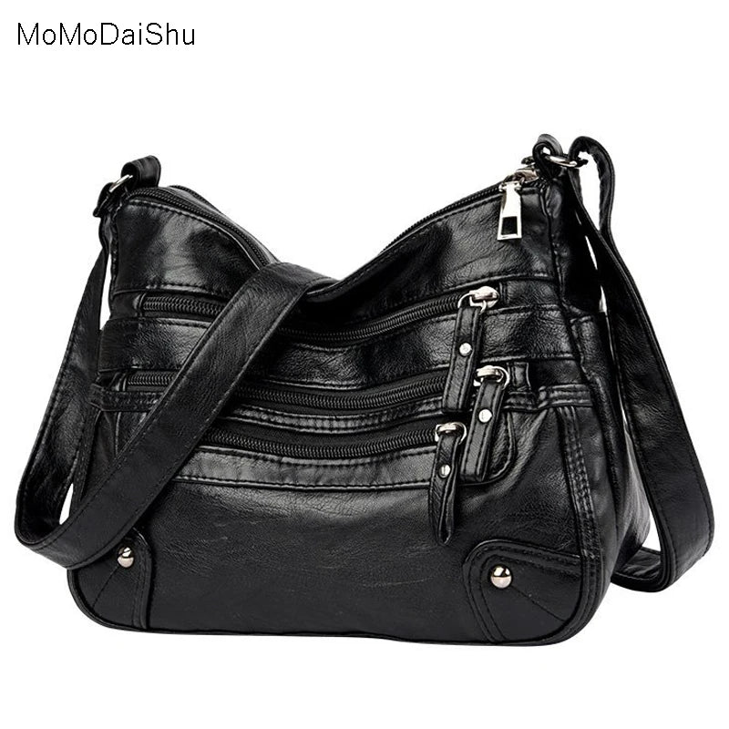 High Soft Leather Shoulder Bags Multi-Layer Classic Crossbody Handbag