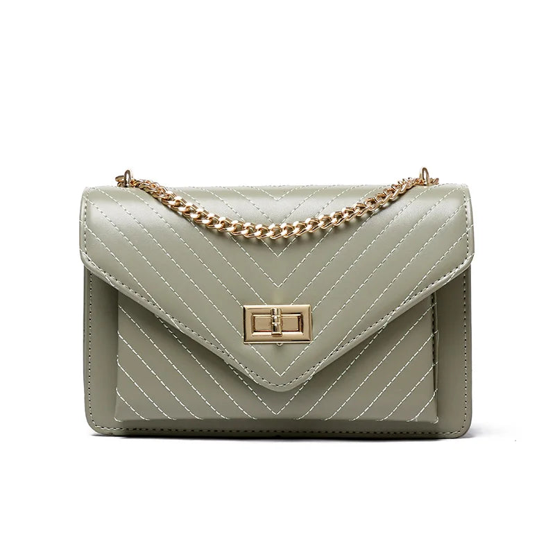 Women's PU Leather Shoulder Bag Chains Crossbody Messenger Bag