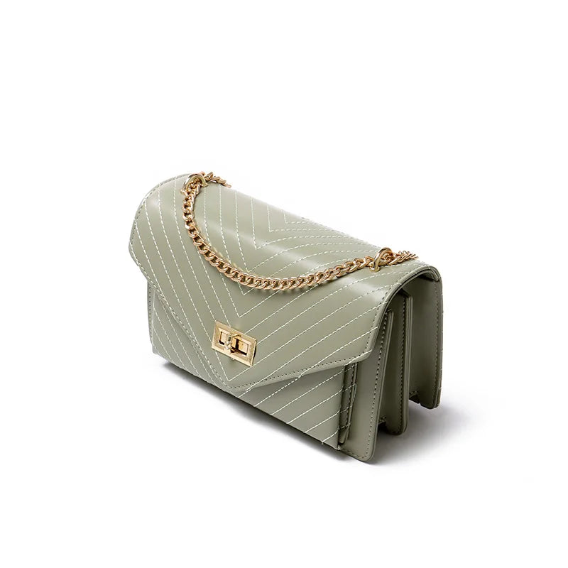 Women's PU Leather Shoulder Bag Chains Crossbody Messenger Bag