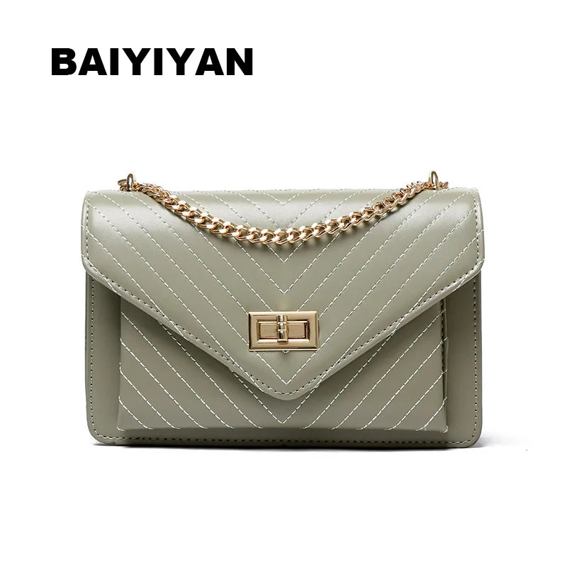 Women's PU Leather Shoulder Bag Chains Crossbody Messenger Bag