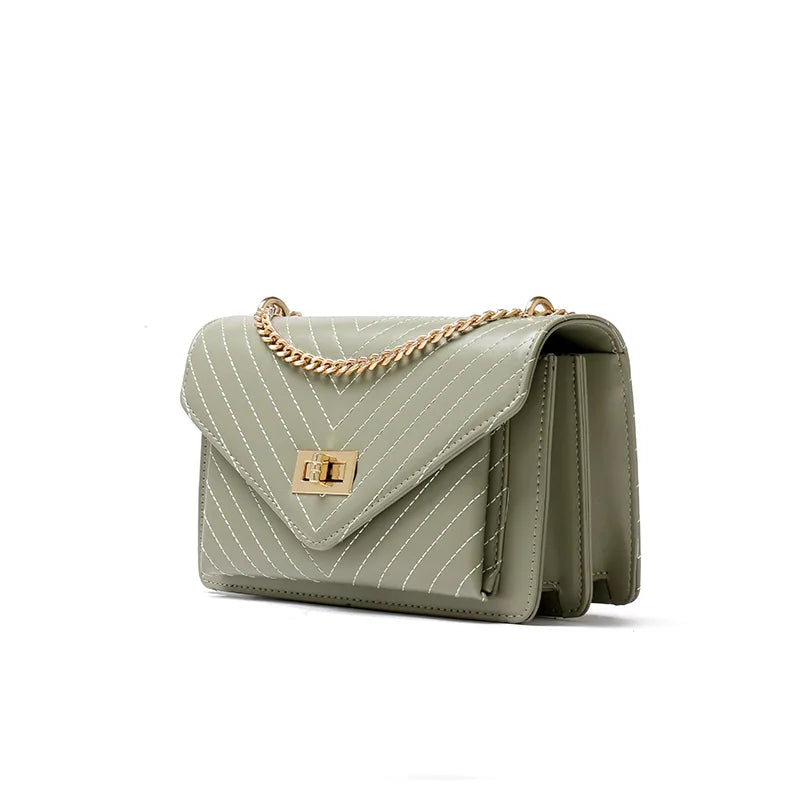 Women's PU Leather Shoulder Bag Chains Crossbody Messenger Bag