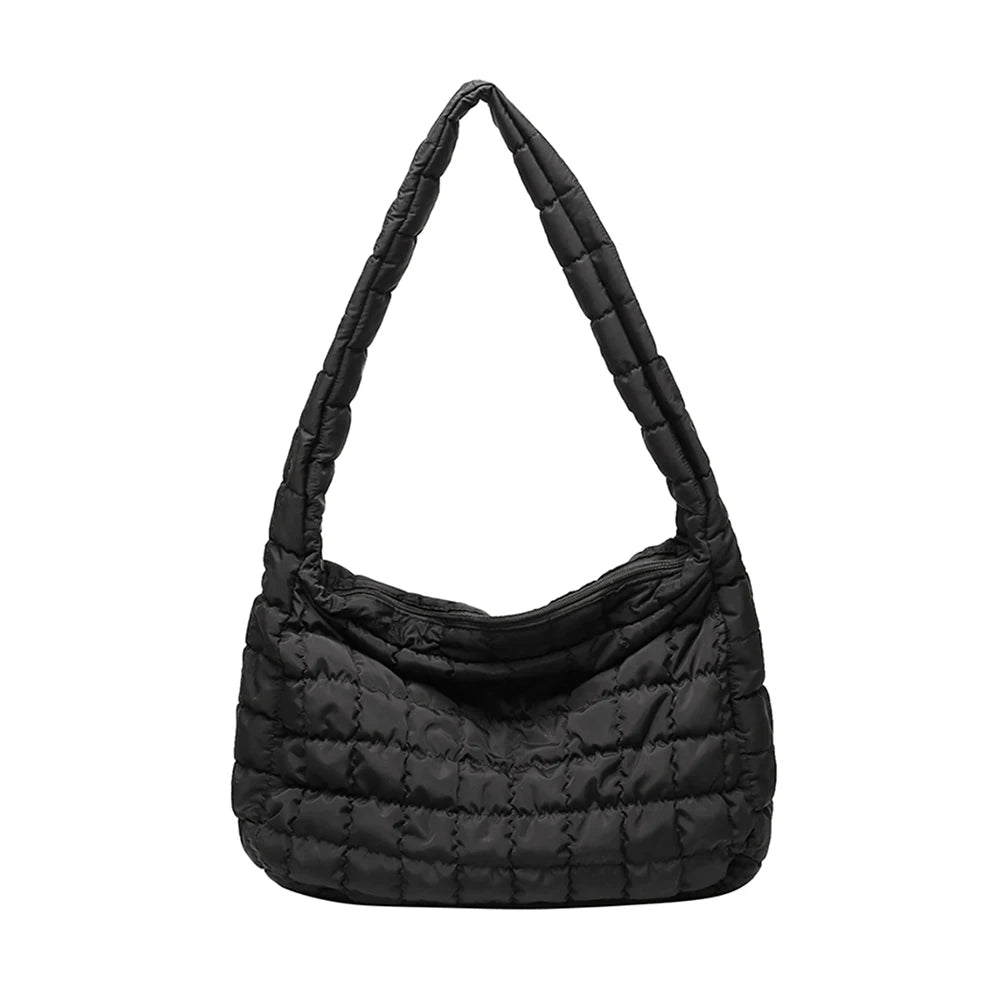 Women's Lattice Solid Cloud Shoulder Bag Large Capacity Handbags