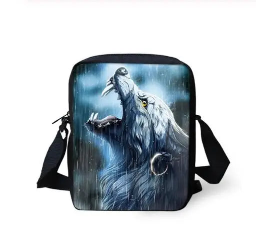 Wolf Prints Messenger Bag Girls Cross Body Mini Flaps Purse