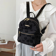 Flower Print Mini Backpack Canvas School Bag for Girls