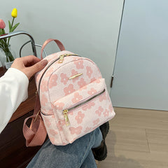 Flower Print Mini Backpack Canvas School Bag for Girls