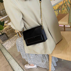 Women's PU Leather Crossbody Bag Chain Shoulder Handbag