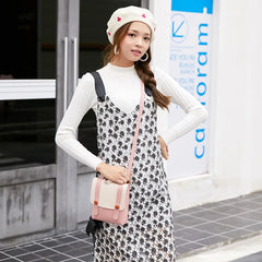 Women's Small Square Messenger Bag PU Cover Lady Mini Shoulder Bag