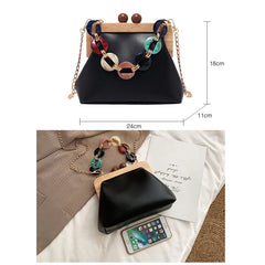 Women's Shoulder Bag Crossbody Chain Messenger Bag Wooden Handbag