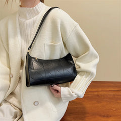 Retro PU Leather Handbags Solid Casual Shopping Bag Women Hobos Clutch Purse