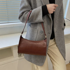 Retro PU Leather Handbags Solid Casual Shopping Bag Women Hobos Clutch Purse
