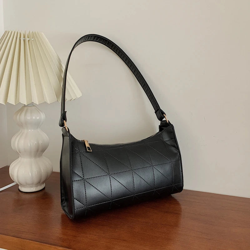 Retro PU Leather Handbags Solid Casual Shopping Bag Women Hobos Clutch Purse