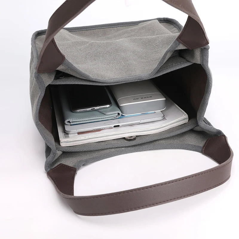 Women's Canvas Shoulder Bag Top-Handle Purse Leisure Handbag Tote
