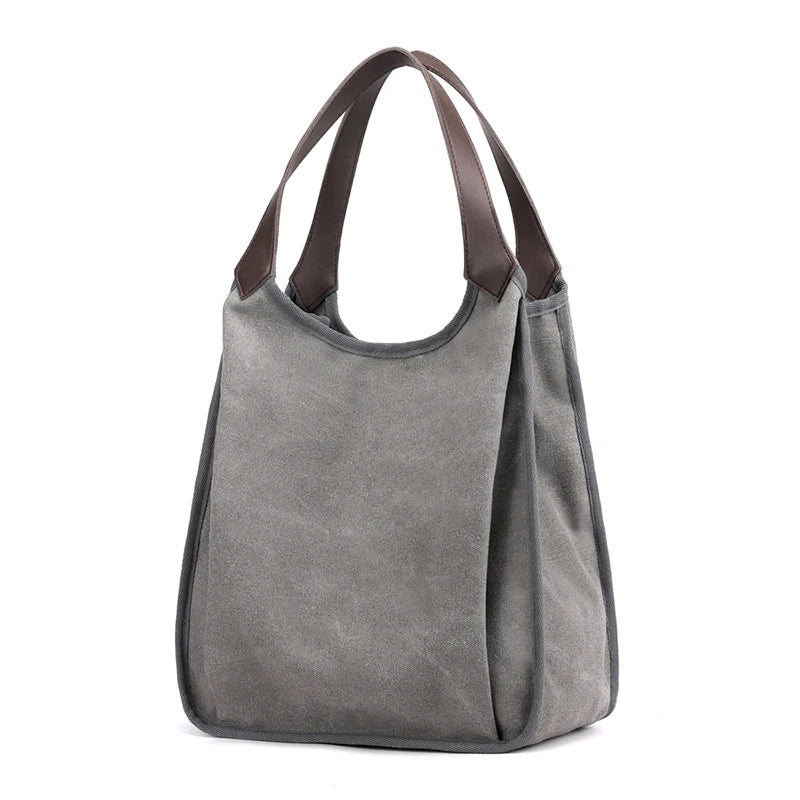 Women's Canvas Shoulder Bag Top-Handle Purse Leisure Handbag Tote