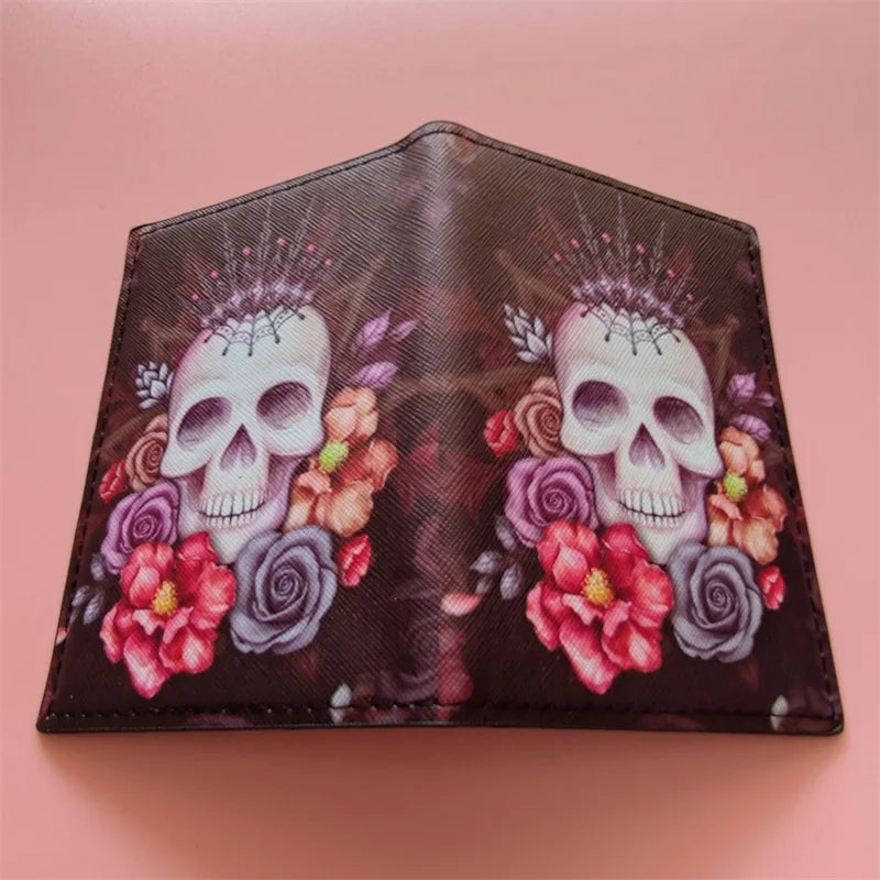 Women's Skull Passport Cover Travel Passport Holder Case