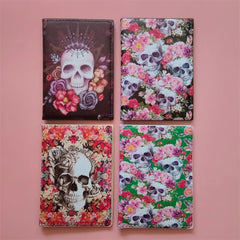 Women's Skull Passport Cover Travel Passport Holder Case