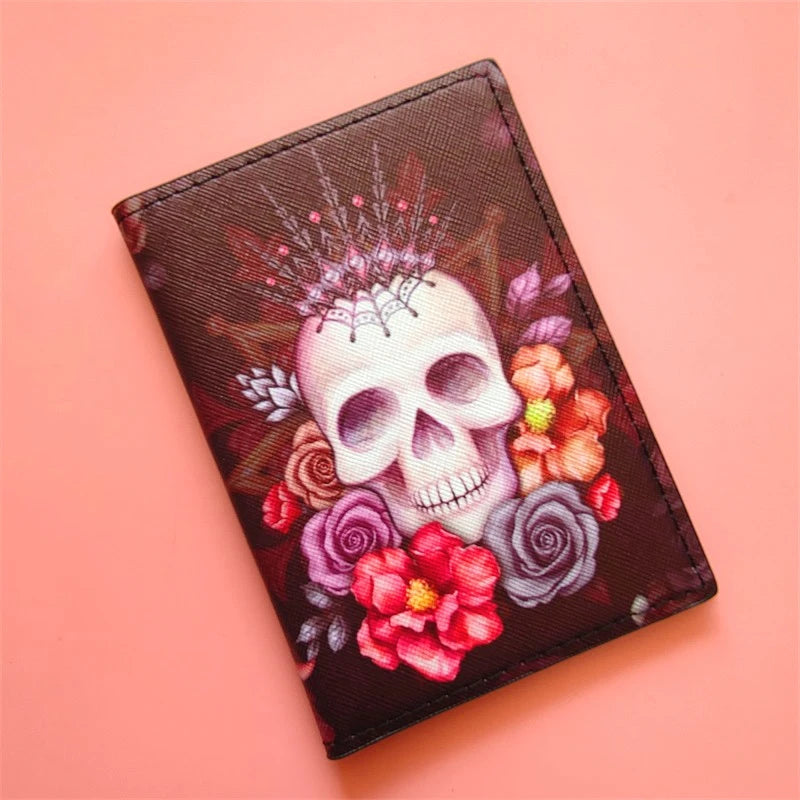 Women's Skull Passport Cover Travel Passport Holder Case