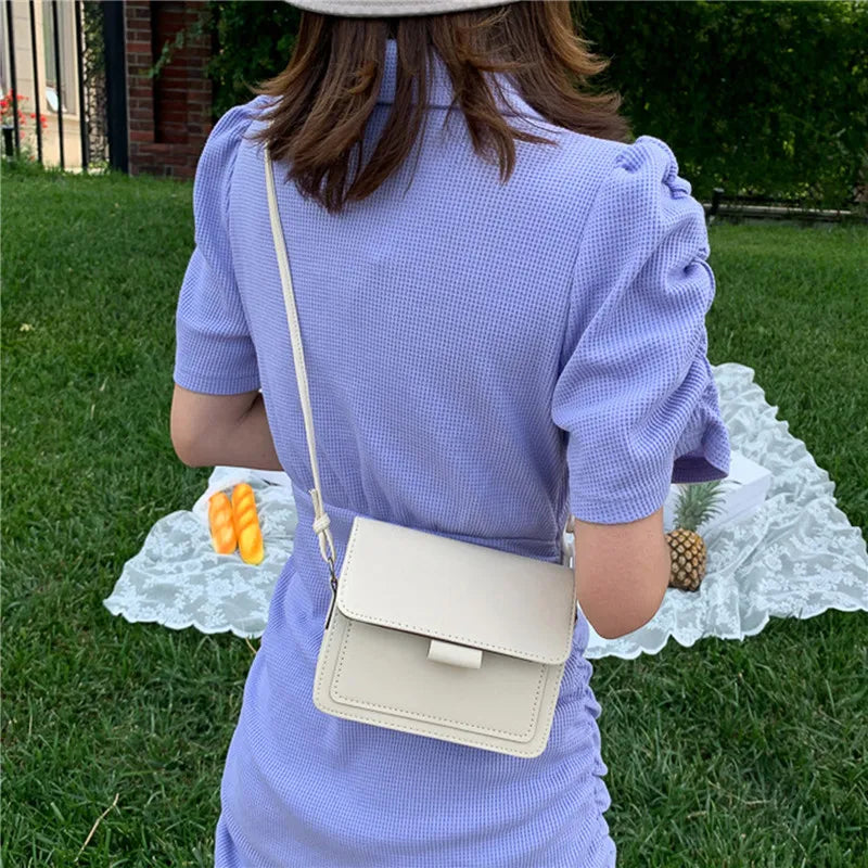 Women's Small Crossbody Bag Lightweight PU Leather Messenger Bag Flap Handbag
