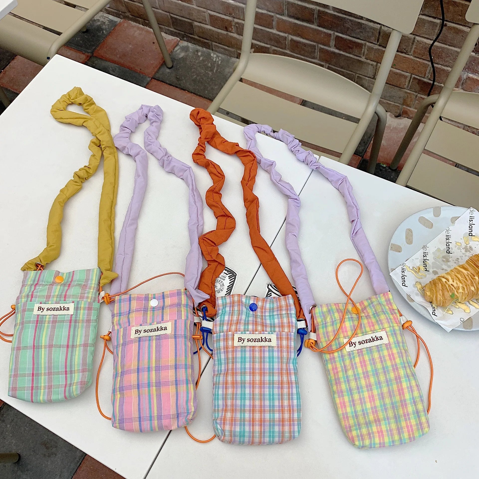 Plaid Small Shoulder Bag Candy Color Girls Purse Messenger Phone Pouch Handbag