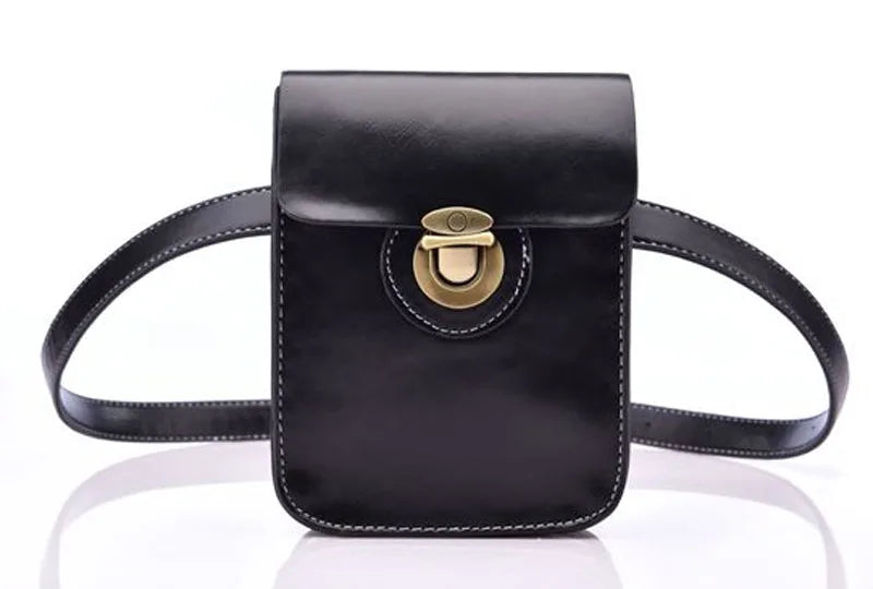 Women's Small Waist Bag Fanny Pack High PU Leather Belt Cell Phone Case