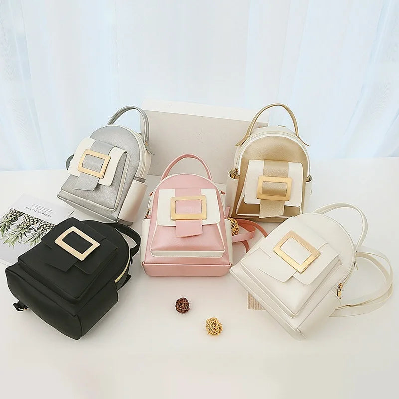 Women's Solid Leather Backpack Shoulder Bag small Backpacks For Girls