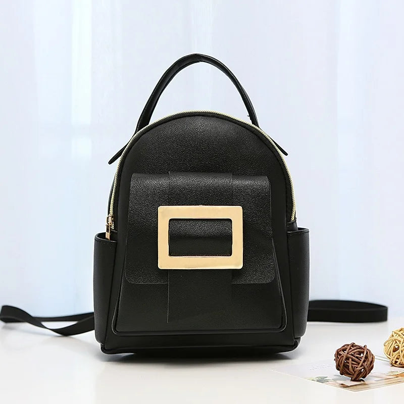 Women's Solid Leather Backpack Shoulder Bag small Backpacks For Girls