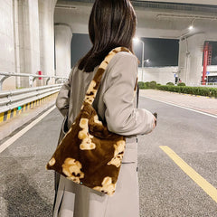Women's Plush Shoulder Bag Casual Large Capacity Handbags