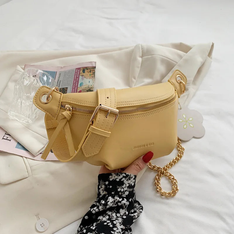 Women's Waist Bag Summer Messenger Shoulder Bag PU Leather Multifunctional All-m