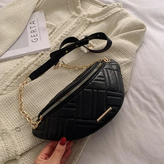 Women's PU Leather Waist Bag Chest Bag Waterproof Fanny Pack