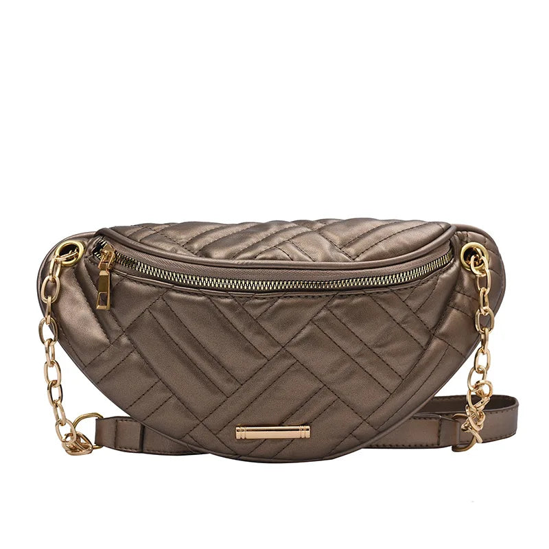 Women's PU Leather Waist Bag Chest Bag Waterproof Fanny Pack