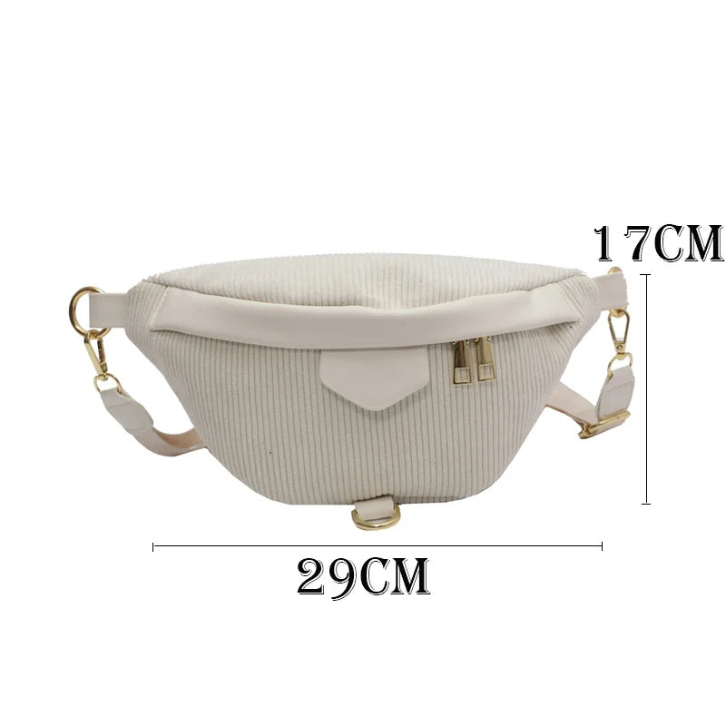 Corduroy Waist Bag Small Belt Bags Shoulder Crossbody Chest Bag