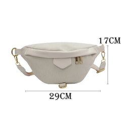 Corduroy Waist Bag Small Belt Bags Shoulder Crossbody Chest Bag