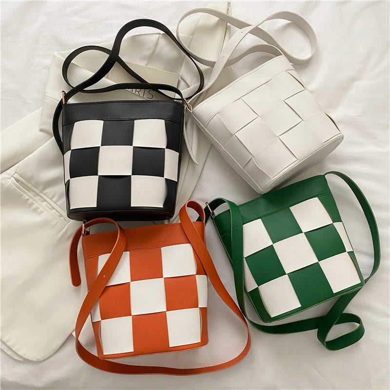 Plaid Women Bucket Bag Shoulder Bag