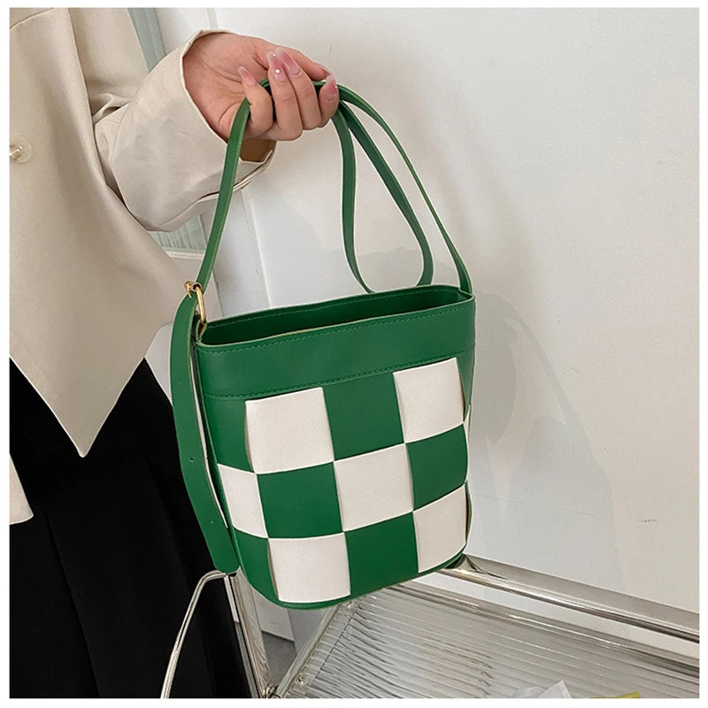 Plaid Women Bucket Bag Shoulder Bag