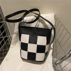 Plaid Women Bucket Bag Shoulder Bag