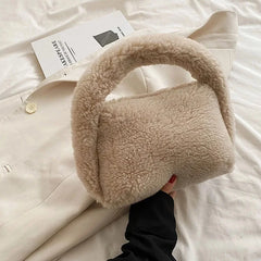 Plush Women's Winter Bag Soft Mini Handbag Colorful Shoulder Totes Bag