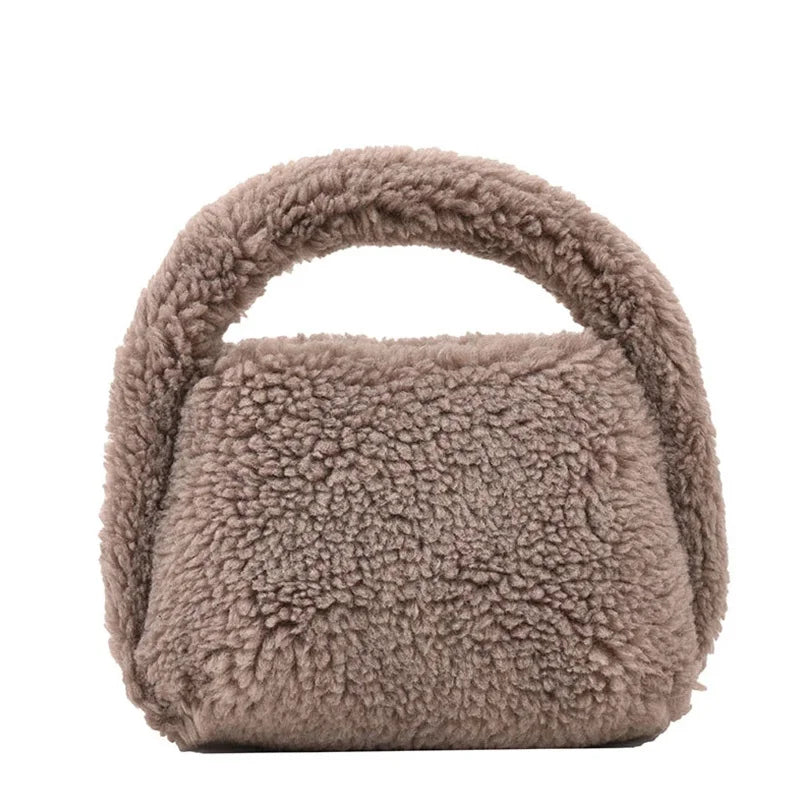 Plush Women's Winter Bag Soft Mini Handbag Colorful Shoulder Totes Bag