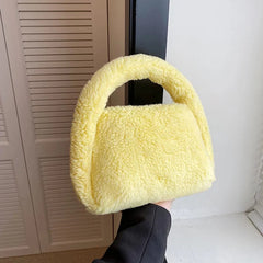 Plush Women's Winter Bag Soft Mini Handbag Colorful Shoulder Totes Bag