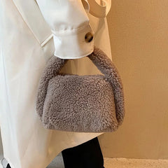 Plush Women's Winter Bag Soft Mini Handbag Colorful Shoulder Totes Bag