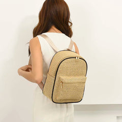 Woven Backpack Straw Women Shoulder Messenger Bag