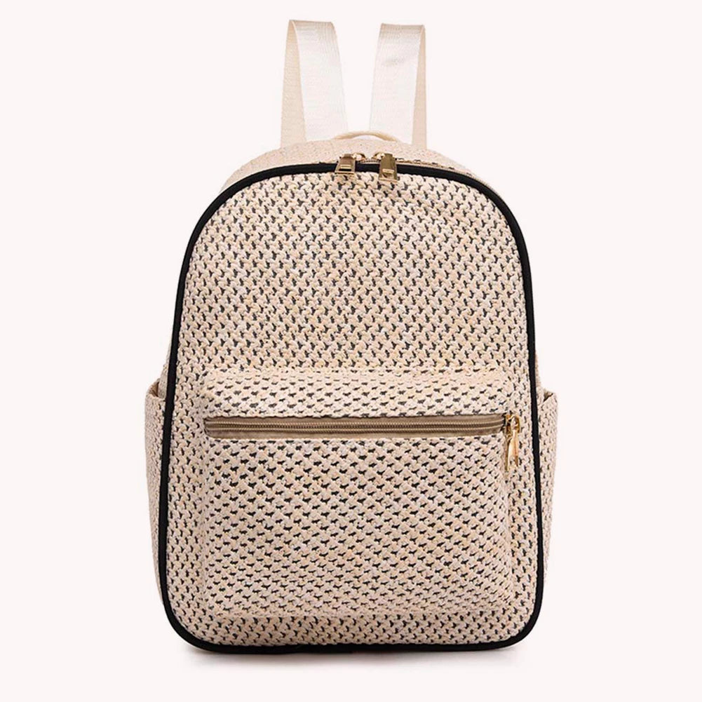 Woven Backpack Straw Women Shoulder Messenger Bag