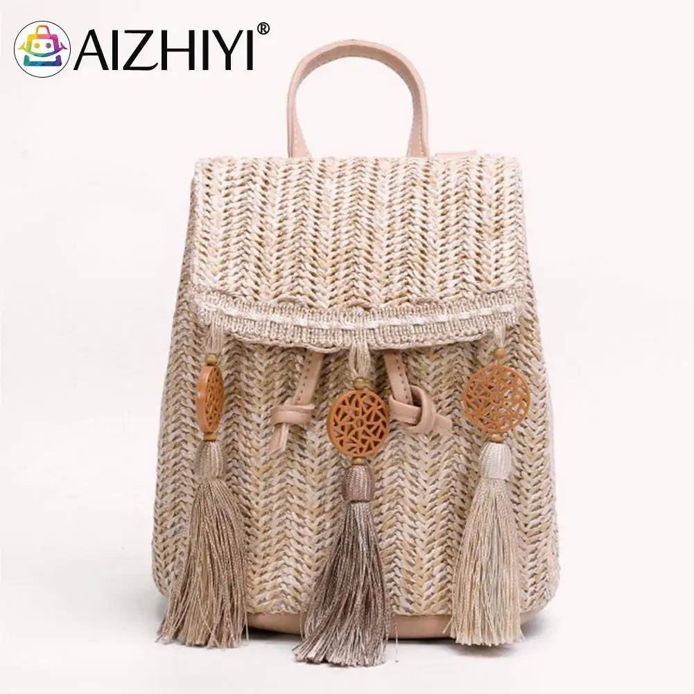 Woven Backpack Straw Women Messenger Bag