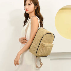 Woven Backpack Straw Women Shoulder Messenger Bag